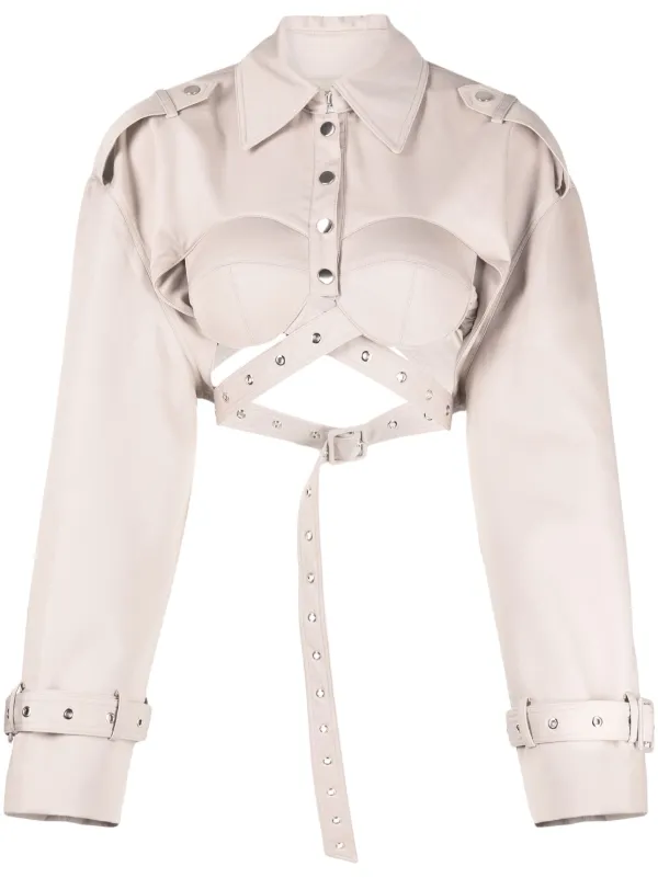 Rokh crossover-strap Belted Cropped Jacket - Farfetch