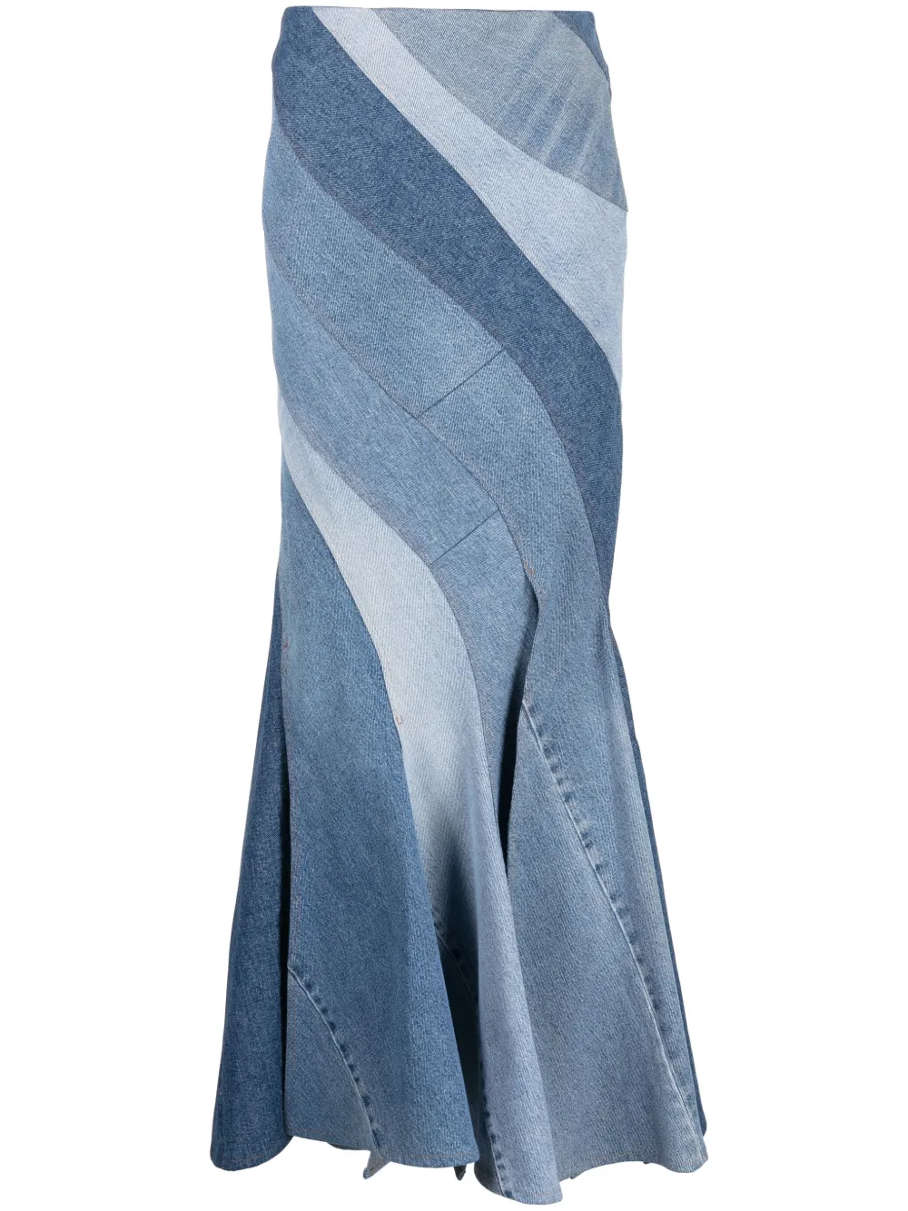 Maxi denim patchwork outlet skirt