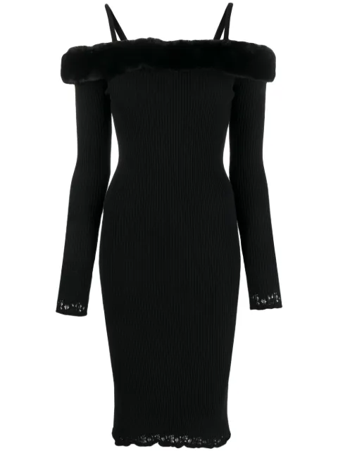 Blumarine off-shoulder ribbed midi dress