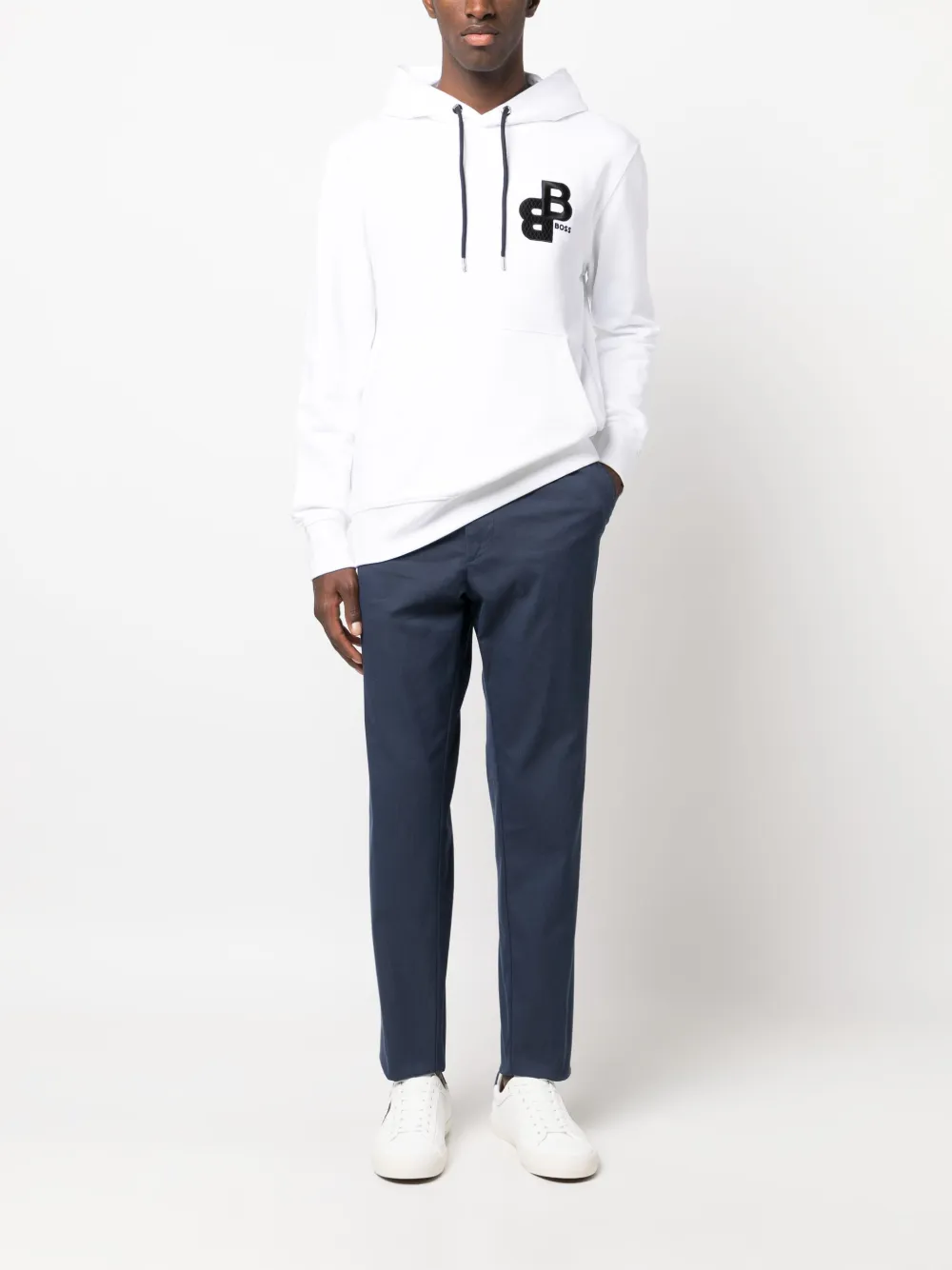 BOSS mid-rise cotton blend chinos - Blauw