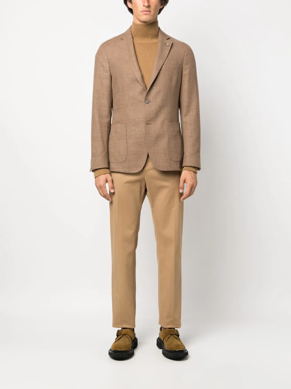 BOSS notched-lapels single-breasted blazer - Bruin