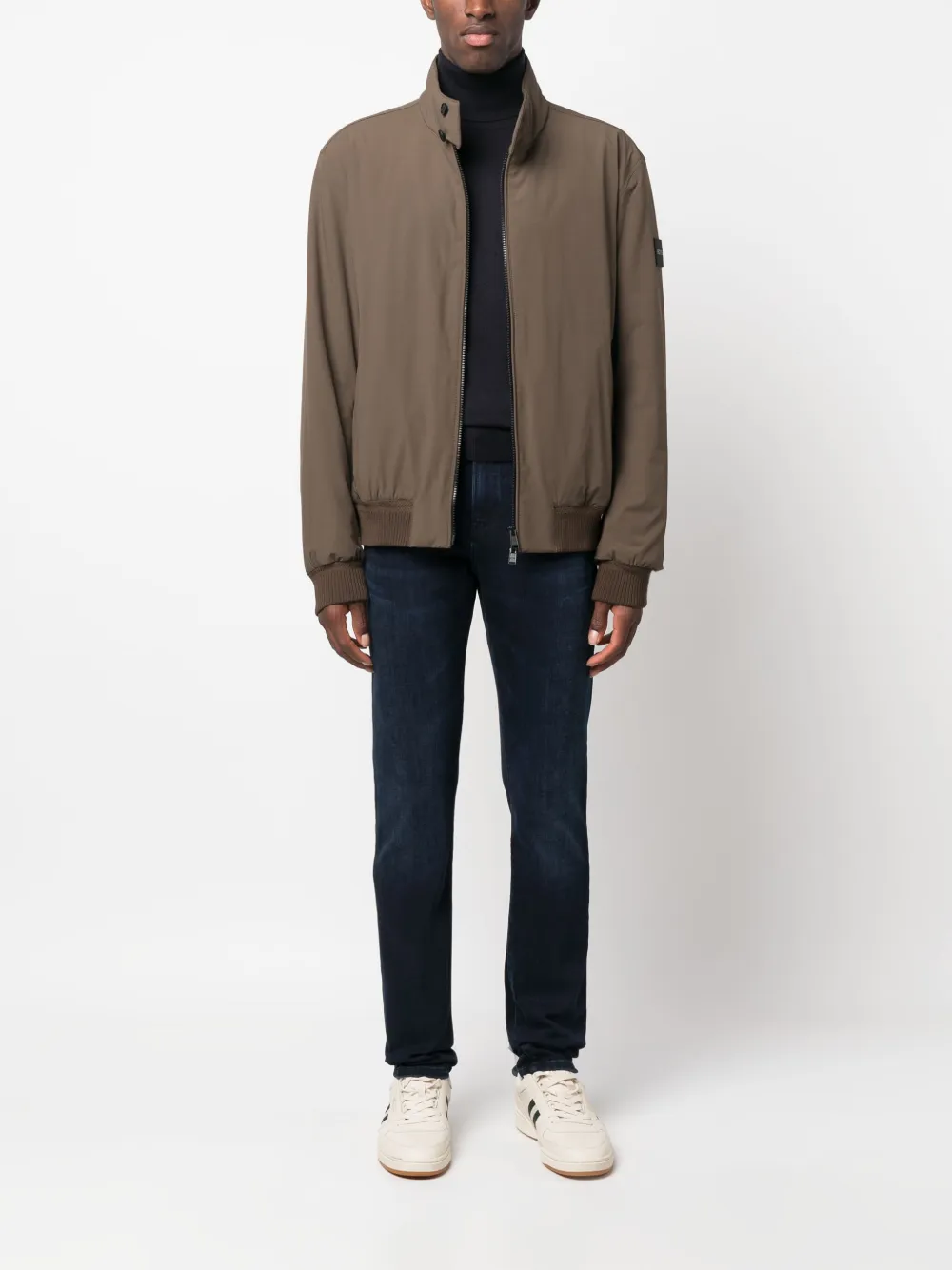 BOSS logo-patch long-sleeve jacket - Groen