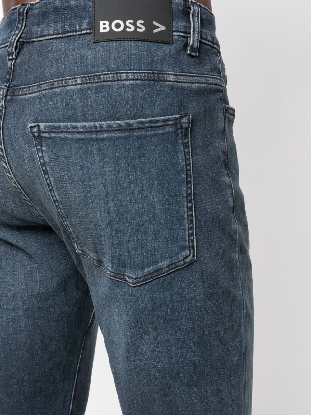 Shop Hugo Boss Logo-patch Slim-cut Jeans In Blue