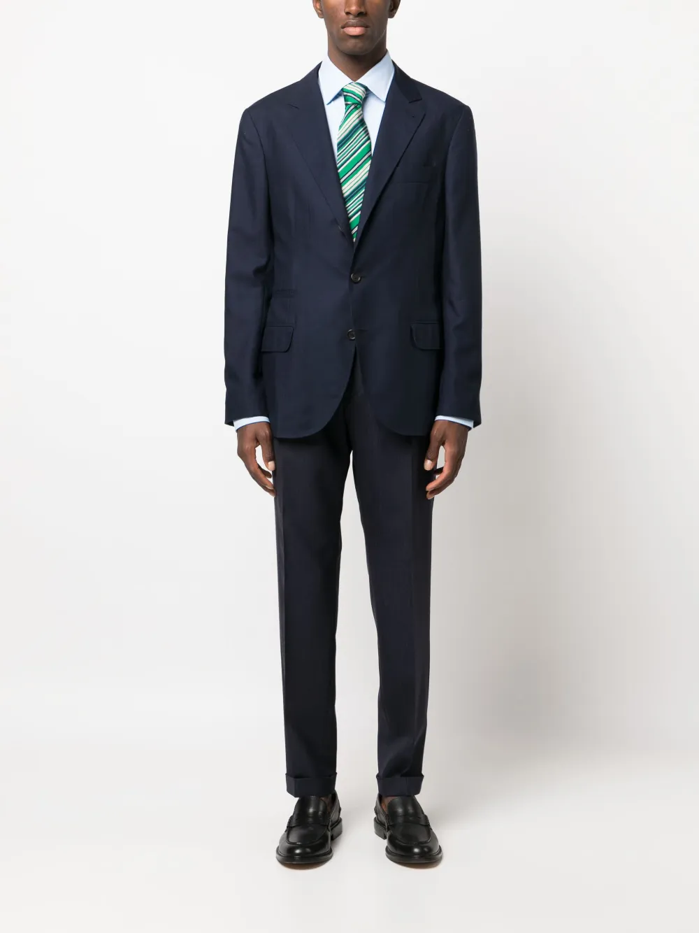 BOSS mid-rise virgin wool tailored trousers - Blauw