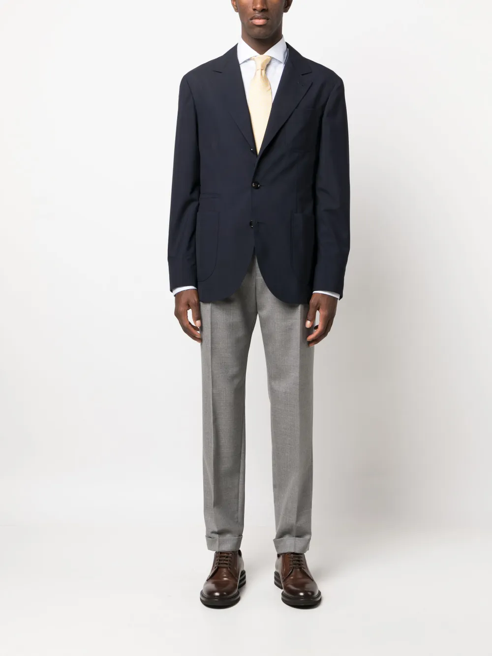 BOSS mid-rise virgin wool tailored trousers - Grijs
