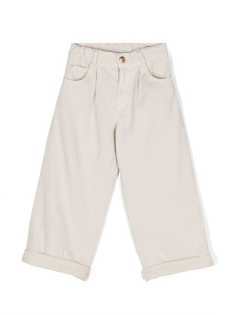 Brunello Cucinelli Kids pantalones anchos con pretina elástica