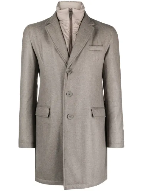 Herno hybrid high-neck single-breasted coat