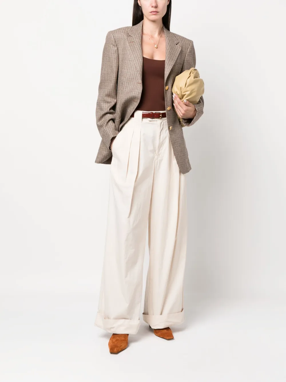Tagliatore houndstooth-pattern single-breasted blazer - Beige