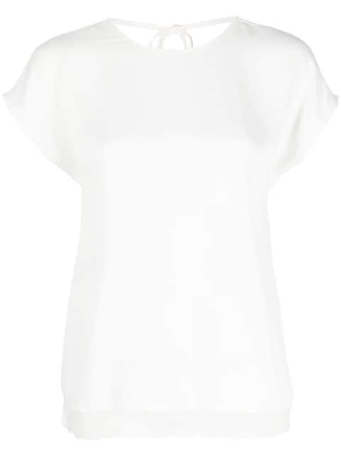 V-back short-sleeved blouse