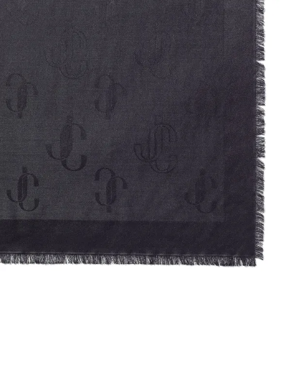 Jimmy Choo Emani monogram-jacquard silk-blend Scarf | Black