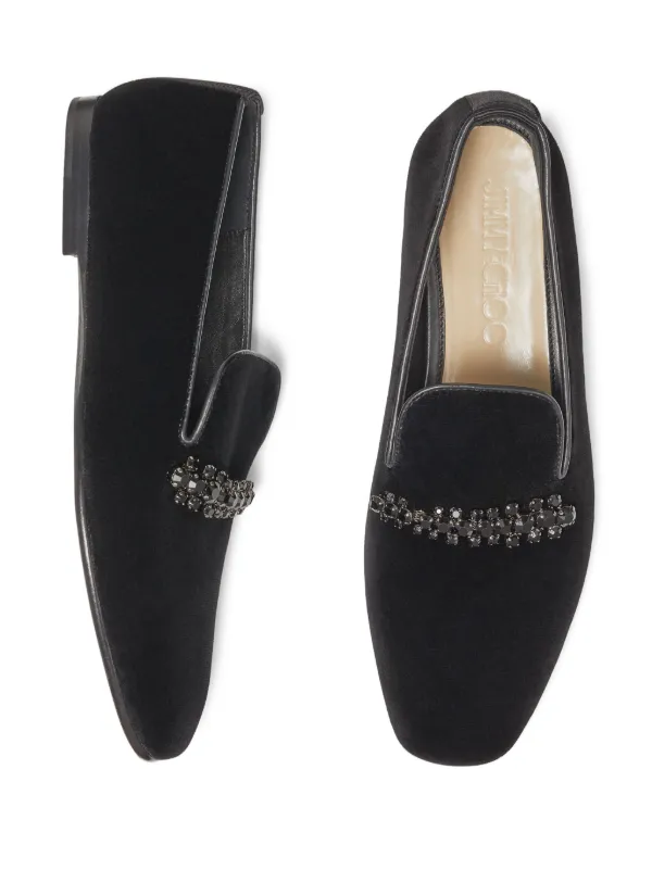 Jimmy Choo Bing crystal embellished Velvet Slippers Farfetch