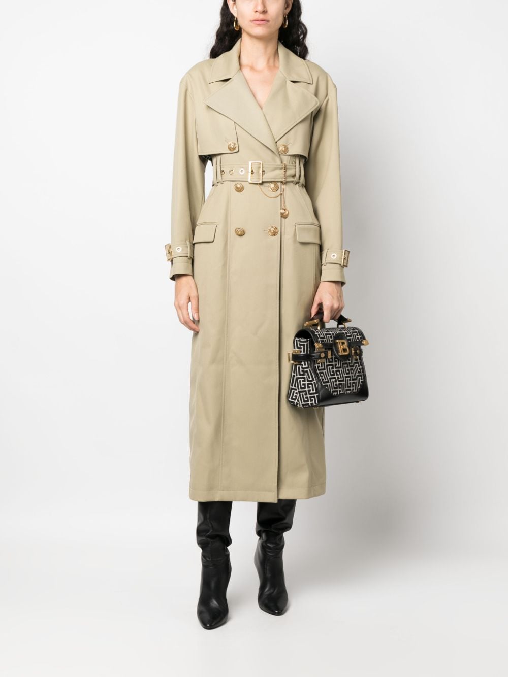 Balmain Monogrammed trench coat, Women's Clothing