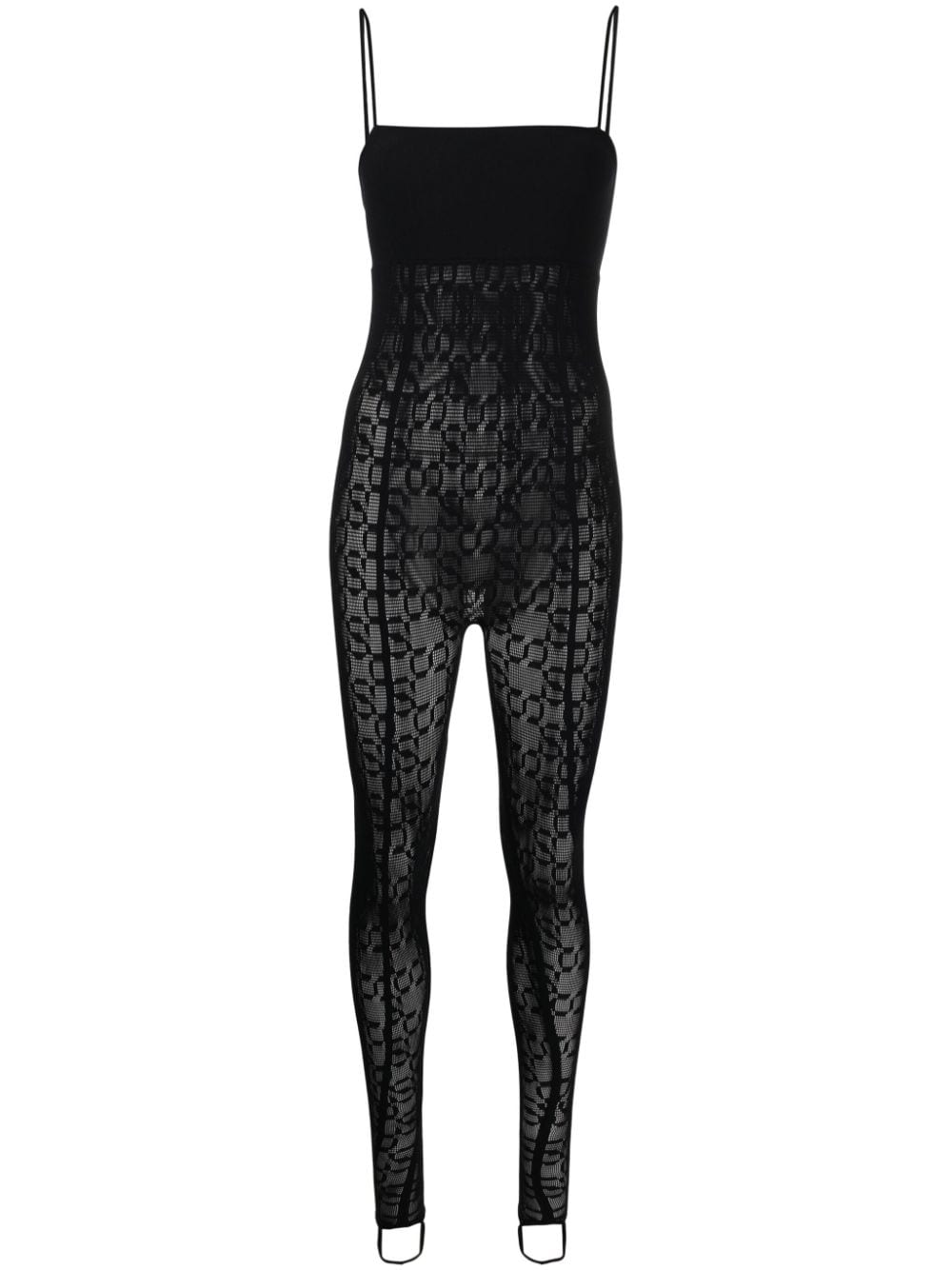Shop Wolford X Simkhai Patterned-intricate Sheer Jumpsuit In Black