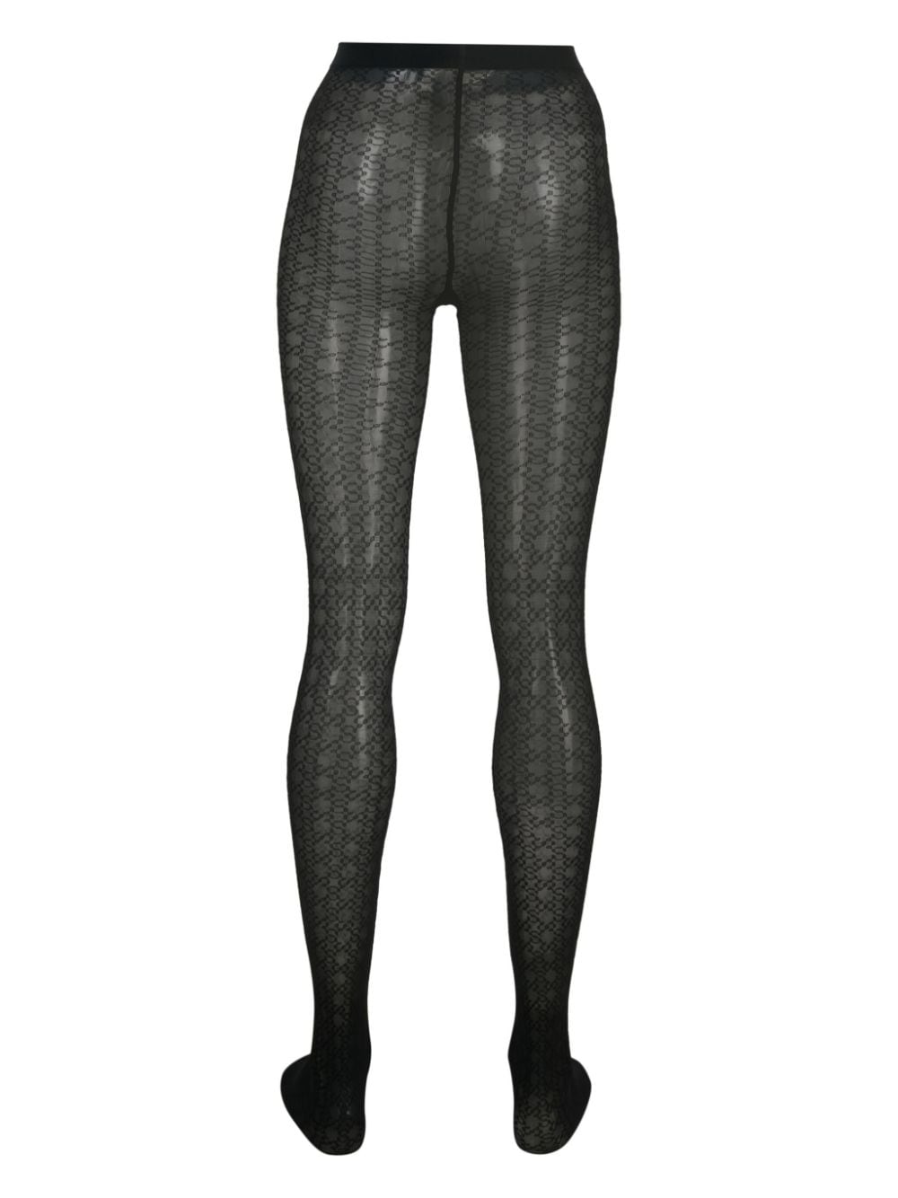 Shop Wolford Intricate-pattern Sheer Tights In Black