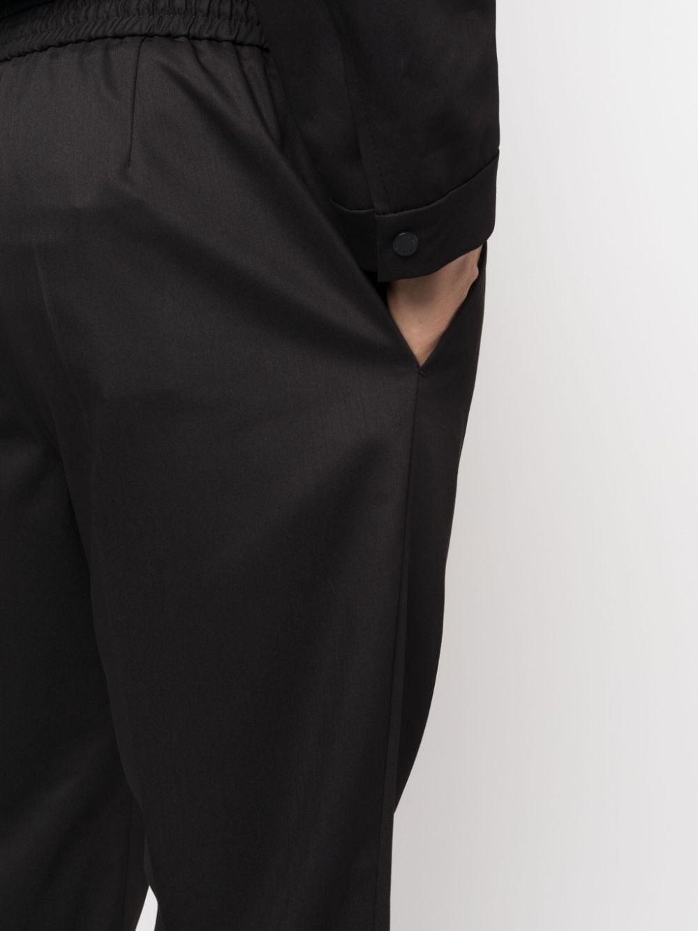 Shop Calvin Klein Drawstring-waistband Chino Trousers In Black