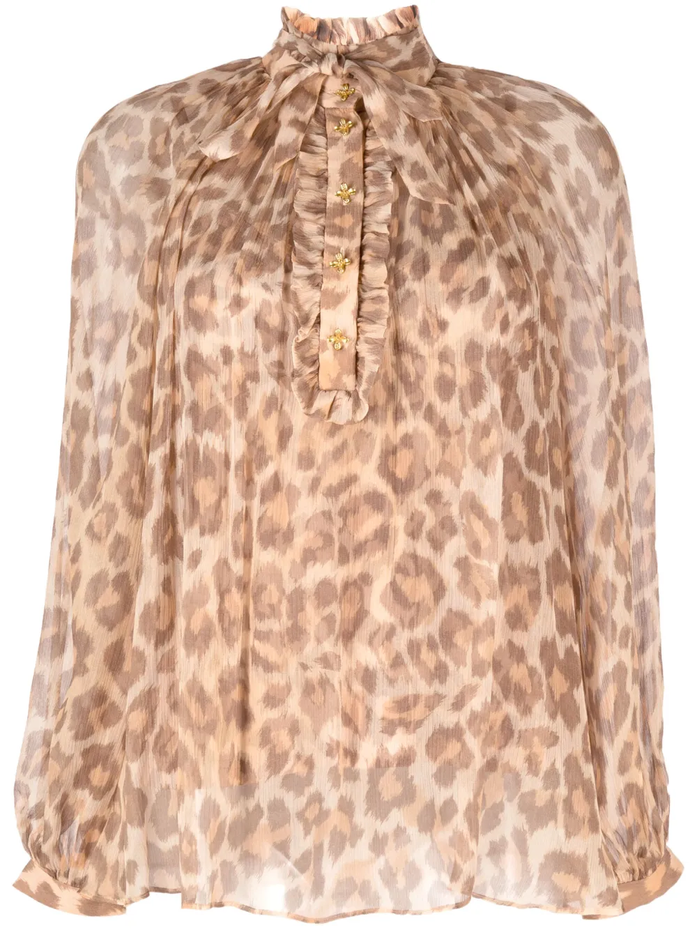 ZIMMERMANN leopard-pattern pussy-bow Blouse - Farfetch