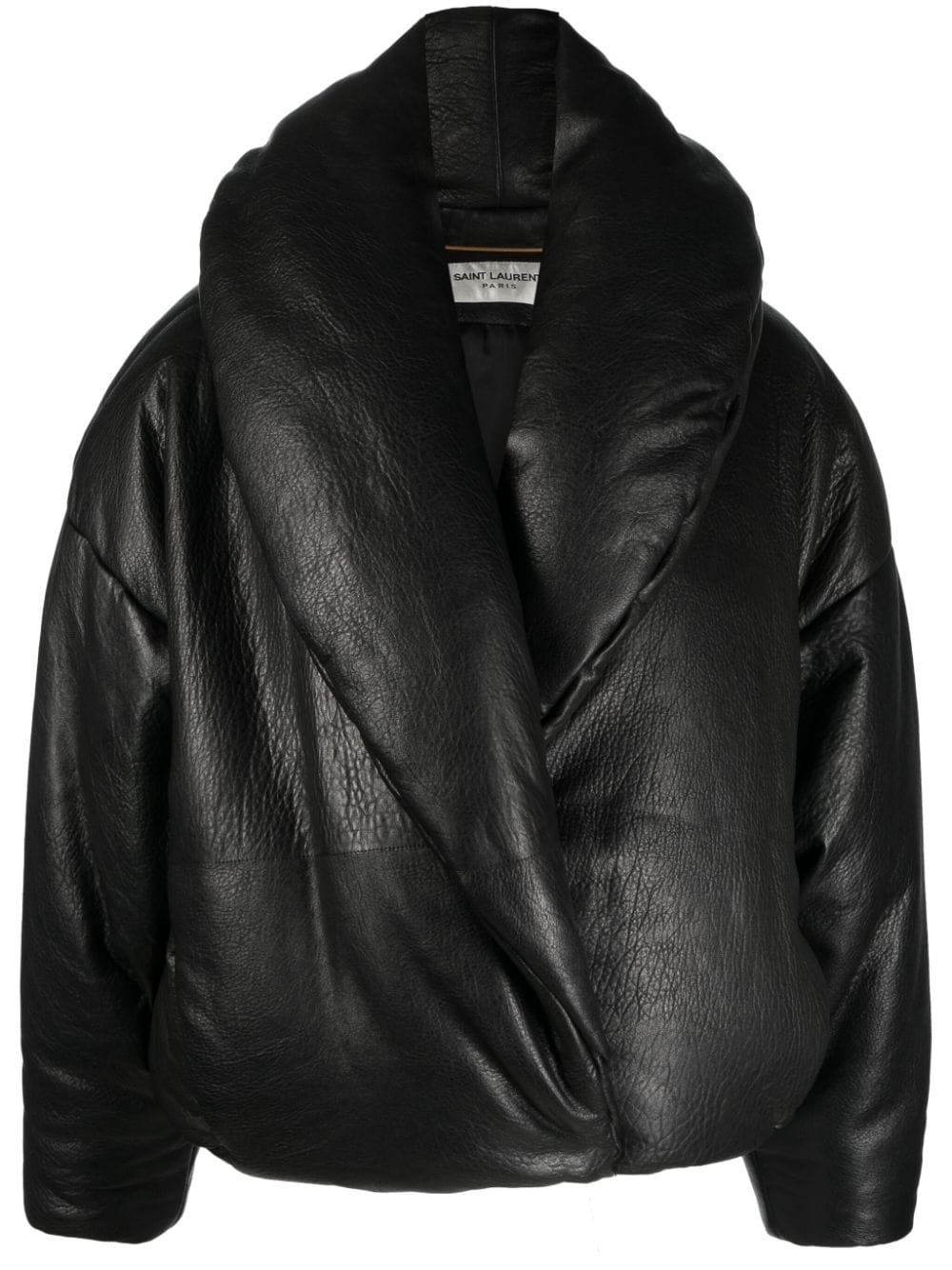 logo-debossed oversized leather jacket