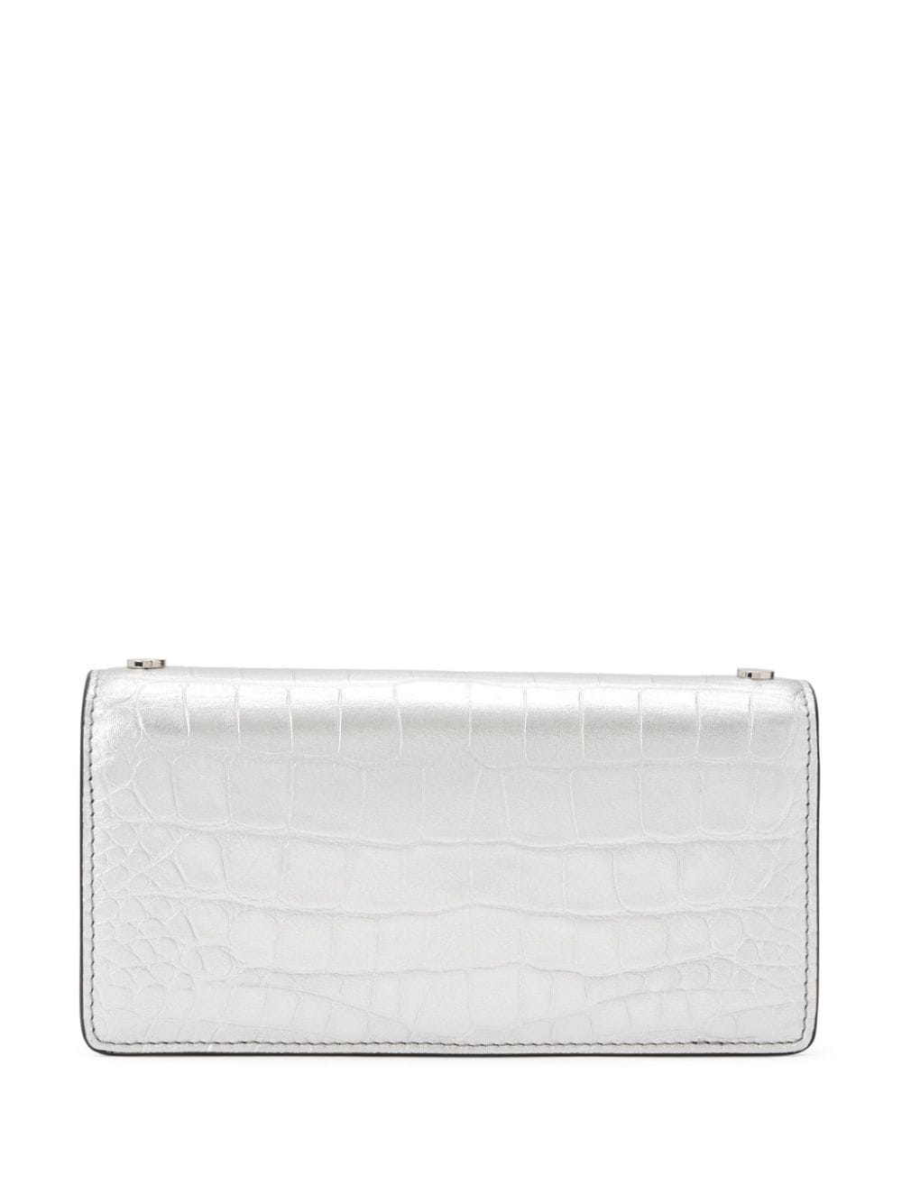 Shop Tom Ford Logo-debossed Leather Crossbody Bag In Silver