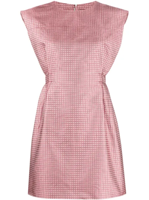 Lanvin checkered-jacquard satin minidress