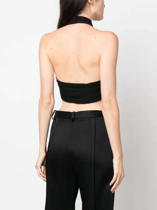 Moschino Backless Silk Crop Top | Black | FARFETCH