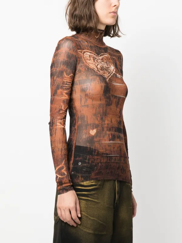 Jean Paul Gaultier x KNWLS graphic-print Sheer Top - Farfetch