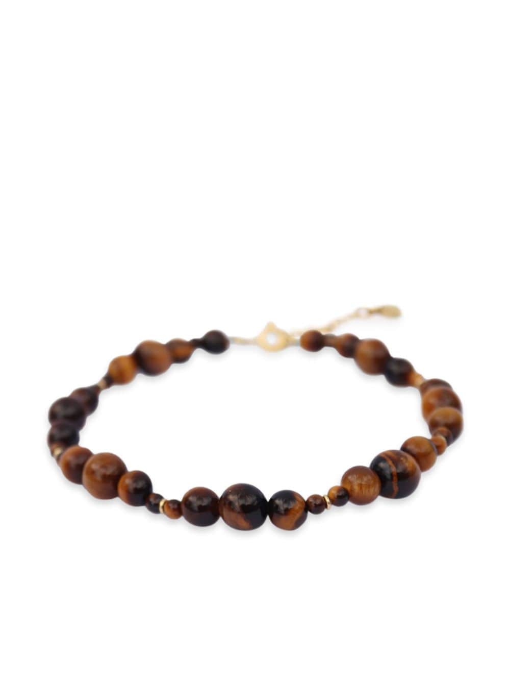 THE ALKEMISTRY 18KT YELLOW GOLD BOBA BROWN SUGAR TIGER EYE BEADED ANKLET