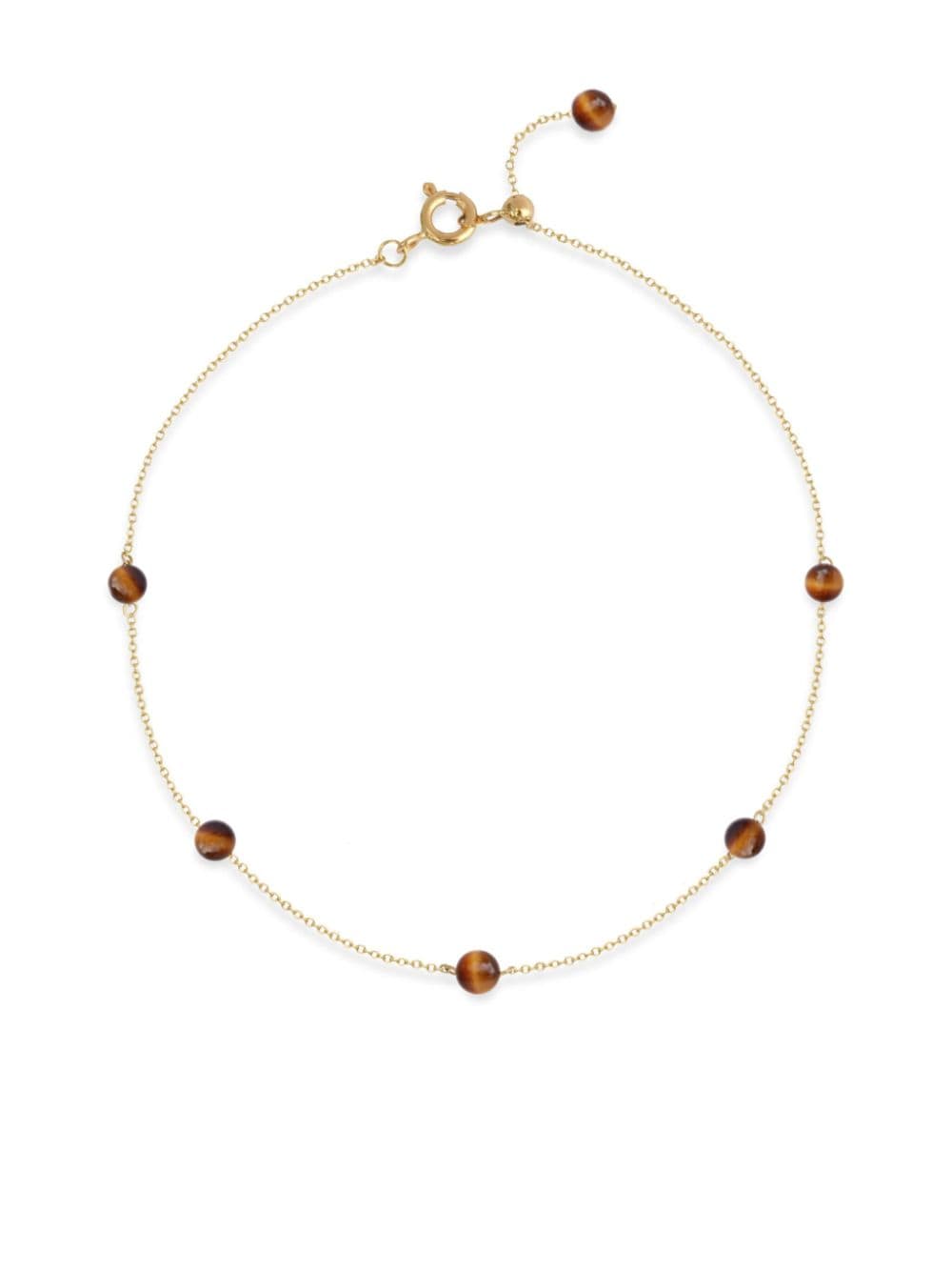 18kt recycled yellow gold and tiger eye chain anklet