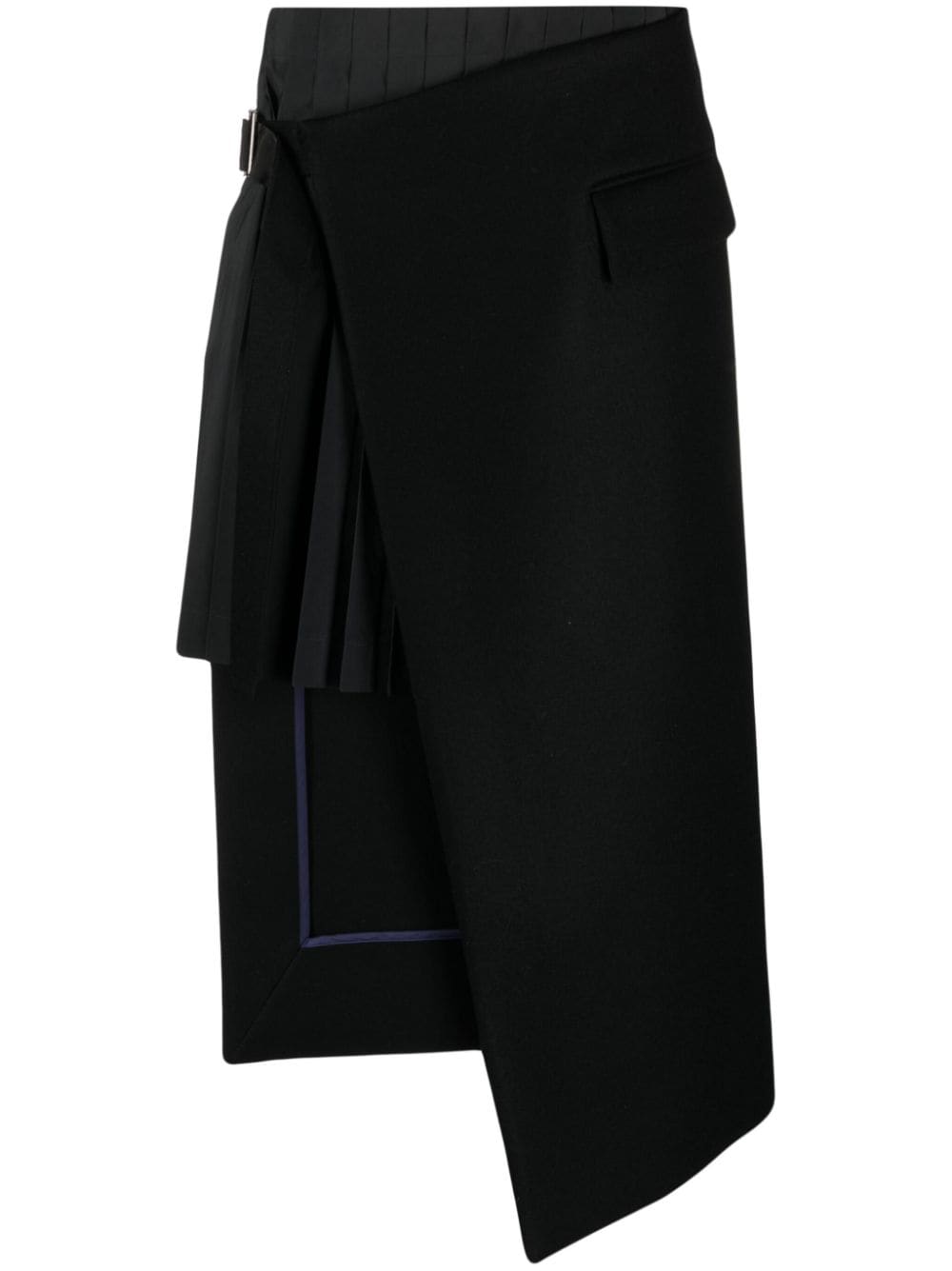 Sacai Asymmetric Layered Mini Skirt In Black