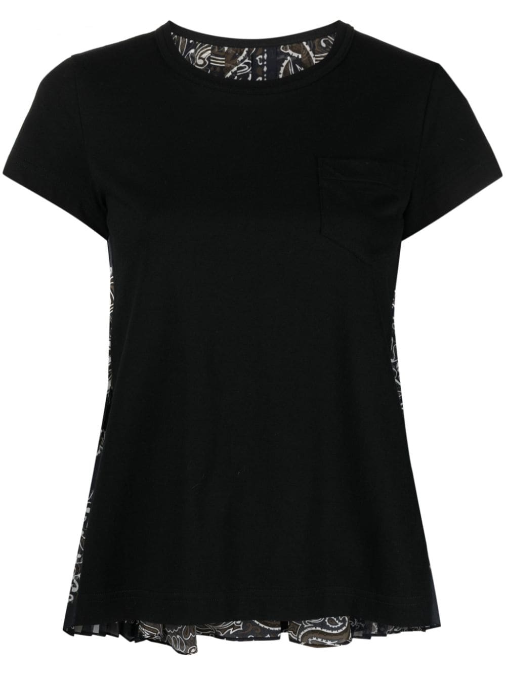 Sacai Paisley-print Chiffon And Cotton-jersey T-shirt In Black