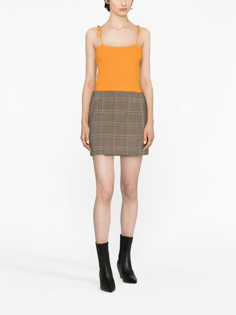 Shop Sportmax Staffa Check-pattern Mini Skirt In Brown