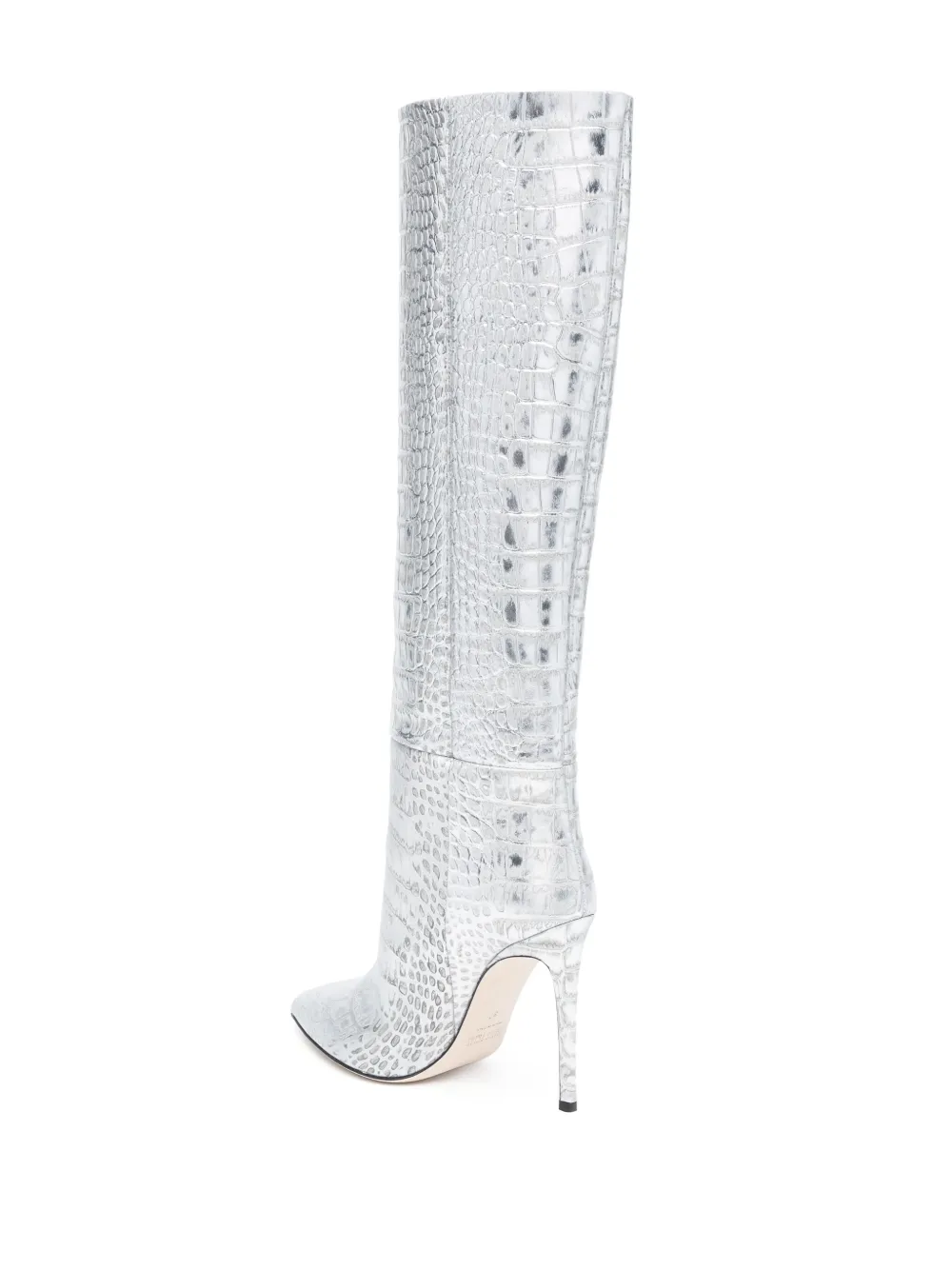 Shop Paris Texas Croc-effect Knee-high Boots In Silver