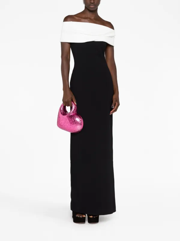 SOLACE LONDON Eva オフショルダー ロング ドレス 関税込み Solace London］Eva オフショルダー マキシドレスｰブラック