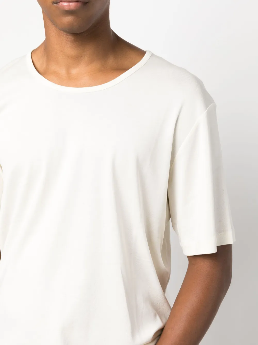 Lemaire Short-sleeved Cotton T-shirt In Neutrals