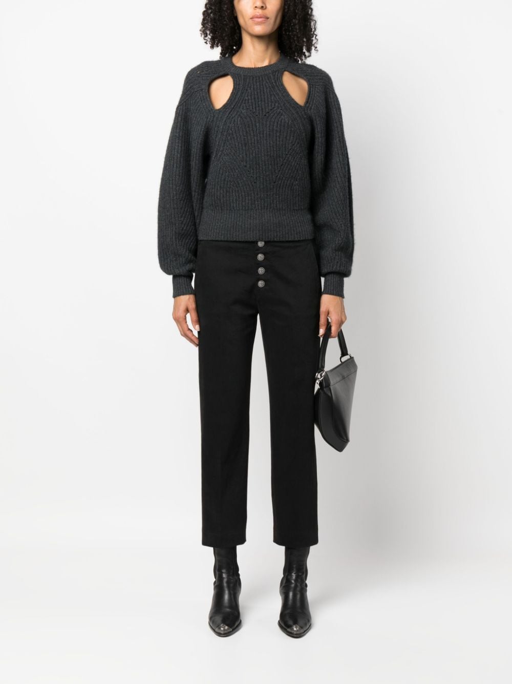 DONDUP straight-leg cropped trousers - Zwart