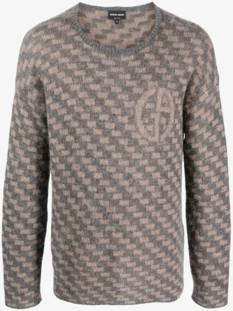 Giorgio Armani geometric-pattern intarsia-knit jumper