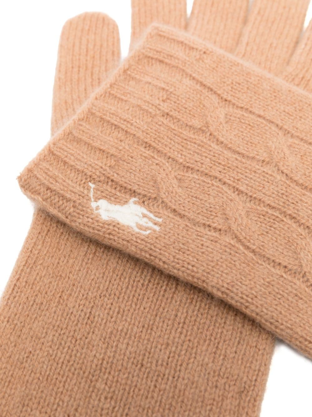 Polo Ralph Lauren Polo Pony-embroidered cable-knit gloves - Beige