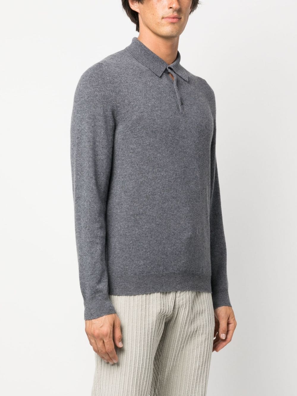 Shop Fedeli Sportman Cashmere Polo Shirt In Grey