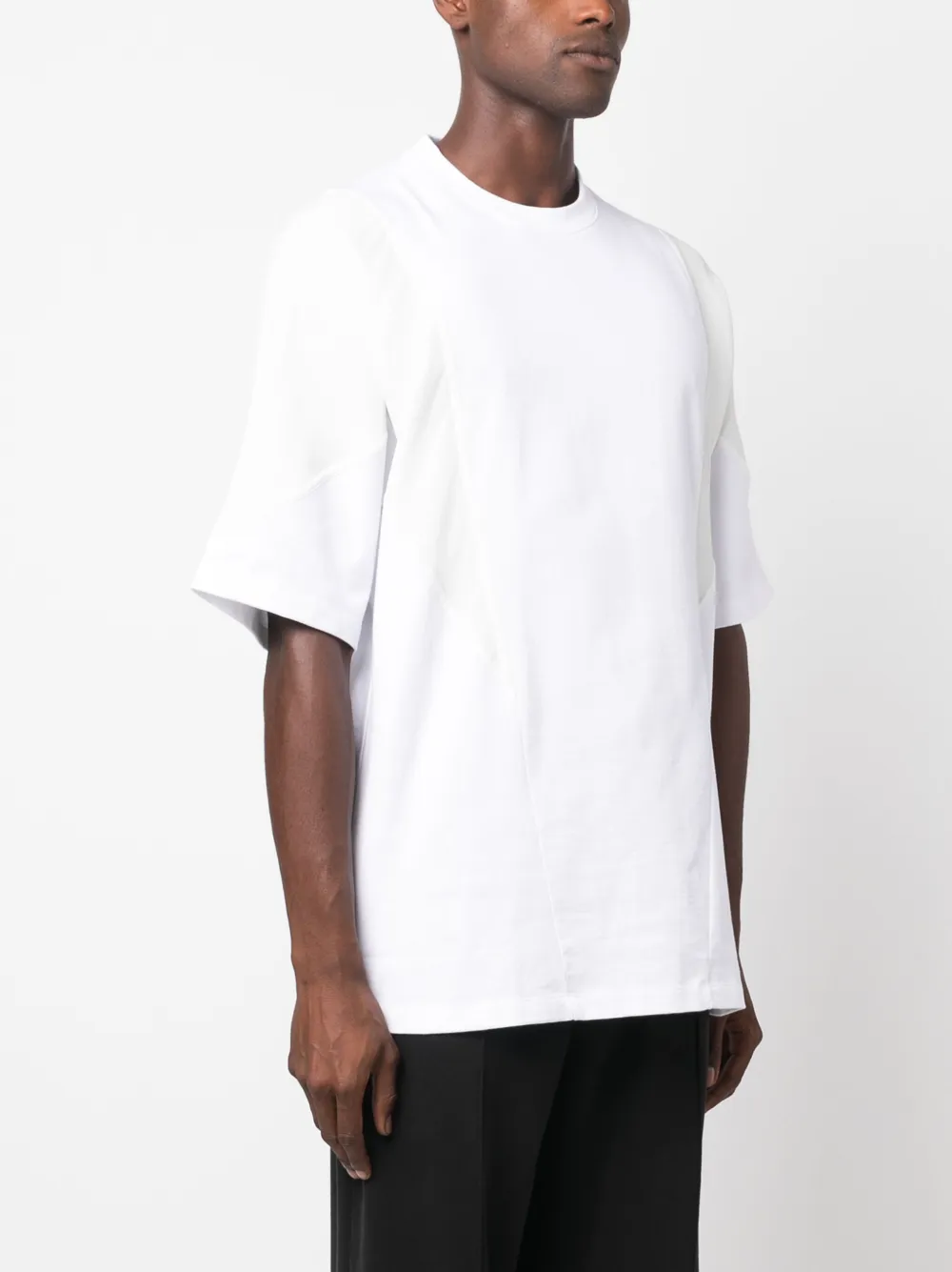Oamc Panelled Crew-neck T-shirt In Weiss