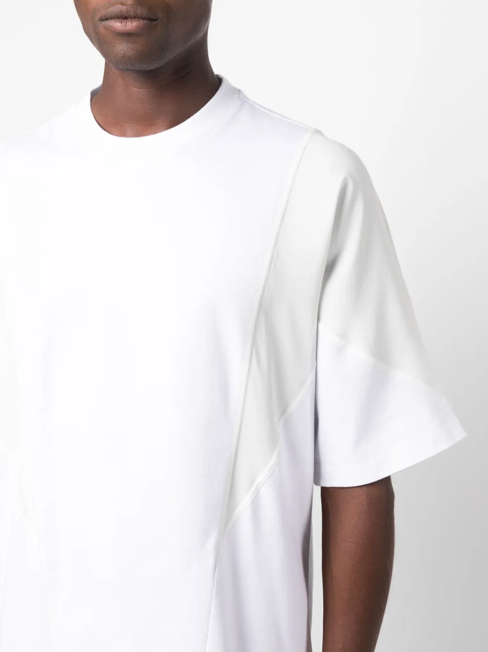 Oamc Panelled Crew-neck T-shirt In Weiss