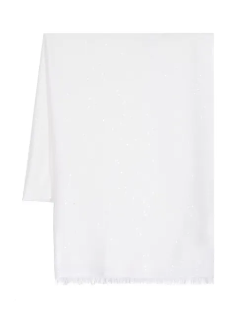 Brunello Cucinelli sequin-embellished frayed-hem scarf