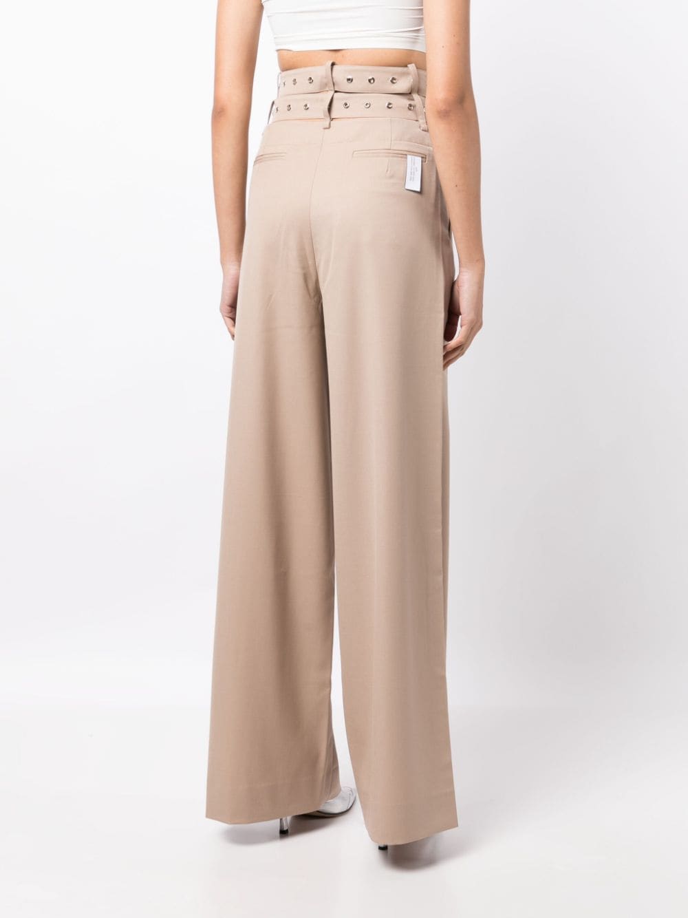Shop Rokh Belted Wide-leg Trousers In Neutrals