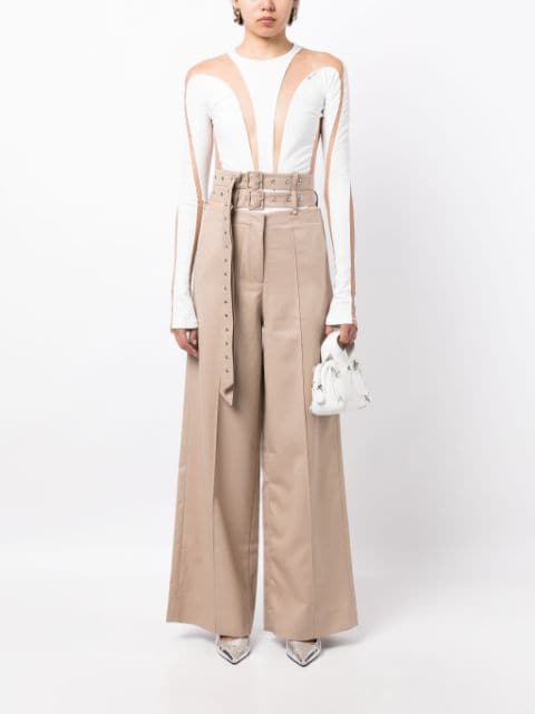 belted wide-leg trousers