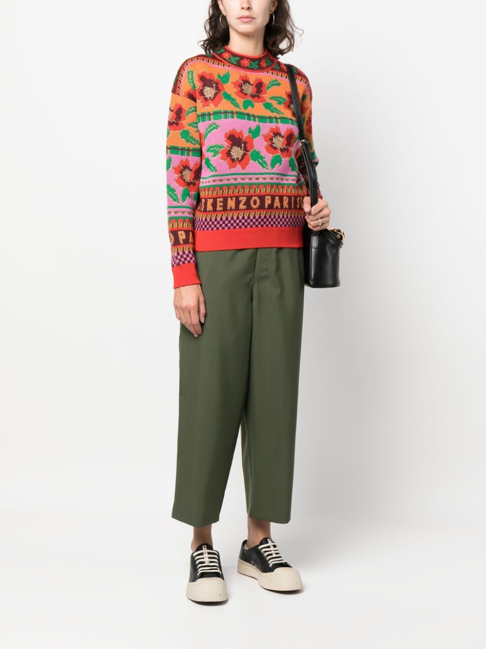 Shop Kenzo Intarsia-knit Wool-blend Jumper In Orange
