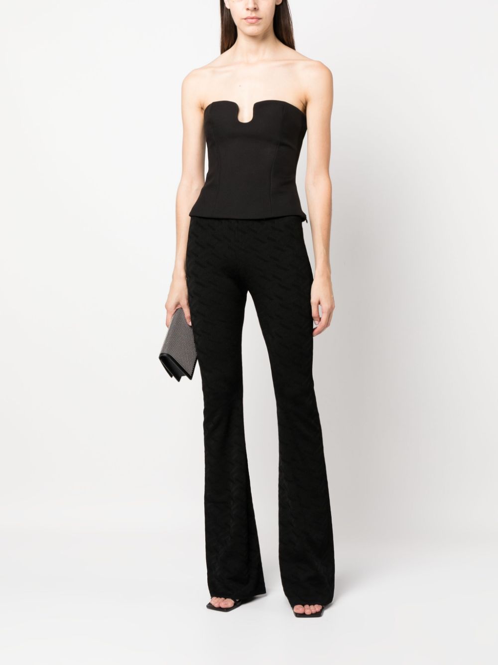 Versace Greca-knit flared trousers - Zwart