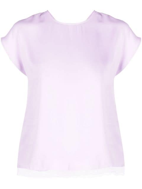 V-back short-sleeved blouse