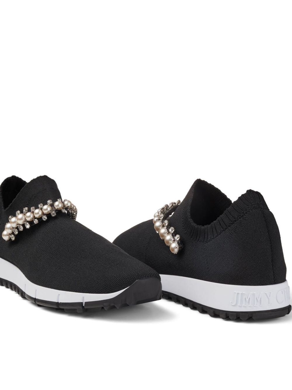 Shop Jimmy Choo Verona Crystal-embellished Sneakers In Black