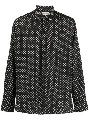 SAINT LAURENT (サンローラン) SHIRT IN DOTTED SHINY AND MATTE