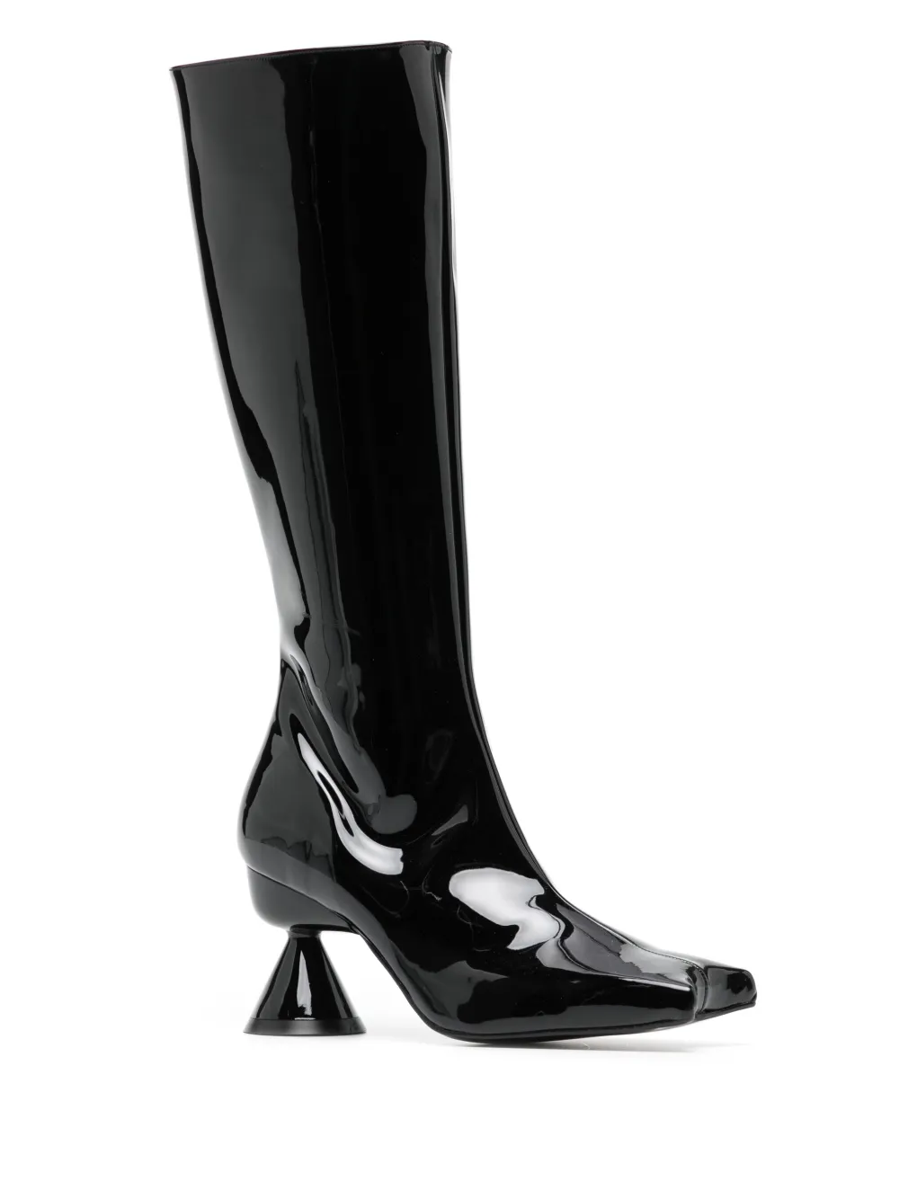Paula Canovas del Vas Diablo 80mm patent-finish leather boots - Zwart