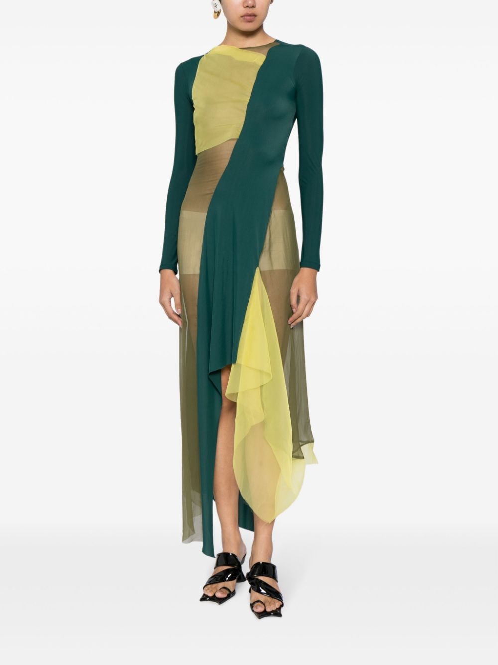 Paula Canovas del Vas colour-block panelled midi dress - Groen