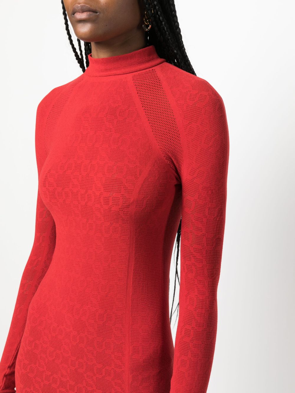 Shop Wolford X Simkhai Intricate Warp-knit Minidress In Red